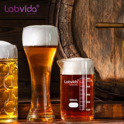 Upgrated 6 Size Low Form Glass Beaker Set, 25ml 50ml 100ml 250ml 500ml 1000ml, 3.3 Boro Glass beakers with Printed Graduation, LVA019