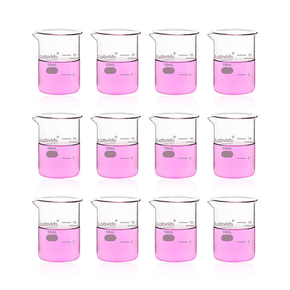 Upgrated 6 Size Low Form Glass Beaker Set, 25ml 50ml 100ml 250ml 500ml 1000ml, 3.3 Boro Glass beakers with Printed Graduation, LVA019