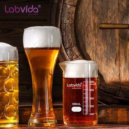 Upgrated 6 Size Low Form Glass Beaker Set, 25ml 50ml 100ml 250ml 500ml 1000ml, 3.3 Boro Glass beakers with Printed Graduation, LVA019