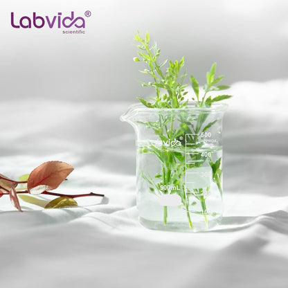 Upgrated 6 Size Low Form Glass Beaker Set, 25ml 50ml 100ml 250ml 500ml 1000ml, 3.3 Boro Glass beakers with Printed Graduation, LVA019