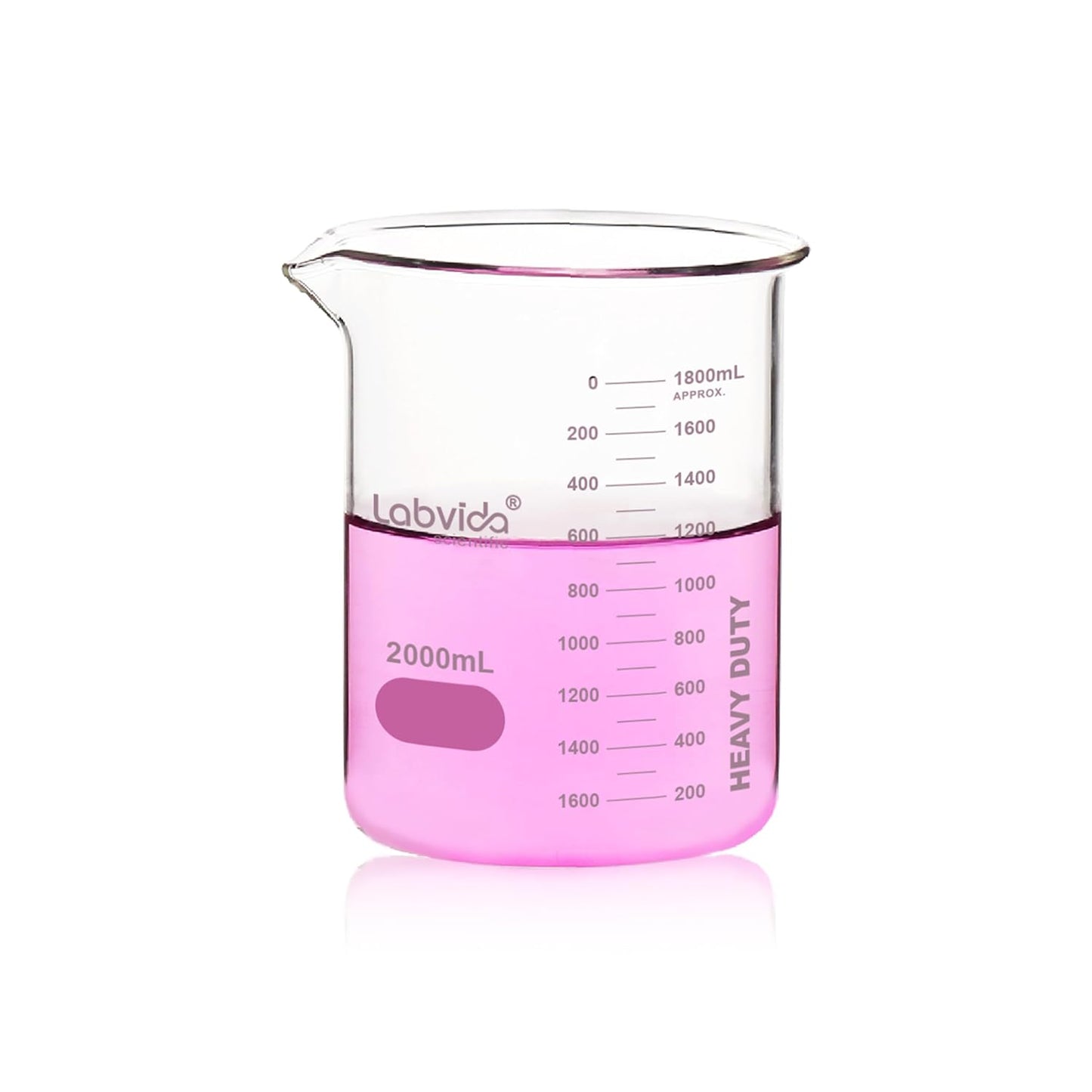 Upgrated 6 Size Low Form Glass Beaker Set, 25ml 50ml 100ml 250ml 500ml 1000ml, 3.3 Boro Glass beakers with Printed Graduation, LVA019