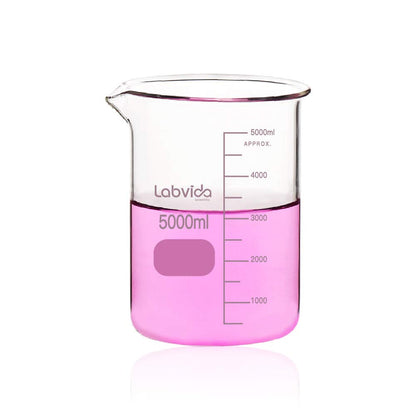 Upgrated 6 Size Low Form Glass Beaker Set, 25ml 50ml 100ml 250ml 500ml 1000ml, 3.3 Boro Glass beakers with Printed Graduation, LVA019