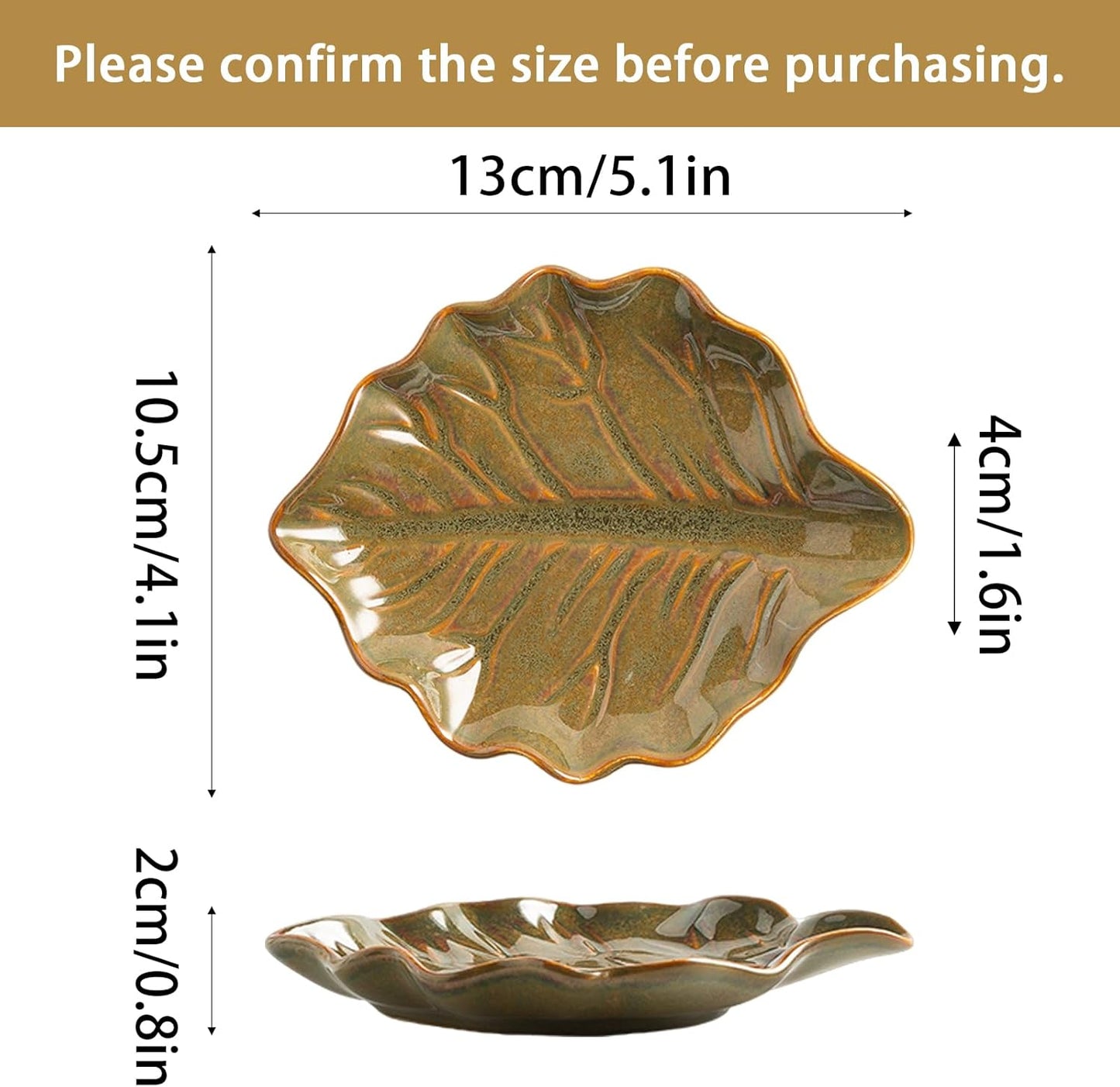 Ceramic Spoon Rest, 5.1 in Leaf Shape for Stove Top and Counter | Fits spoons, ladles, spatulas and coffee stirrers beside the stove, sink, coffee bar or dining table.