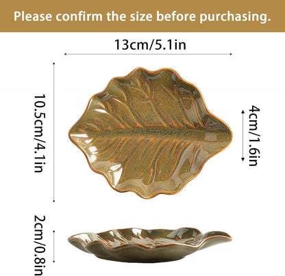 Ceramic Spoon Rest, 5.1 in Leaf Shape for Stove Top and Counter | Fits spoons, ladles, spatulas and coffee stirrers beside the stove, sink, coffee bar or dining table.
