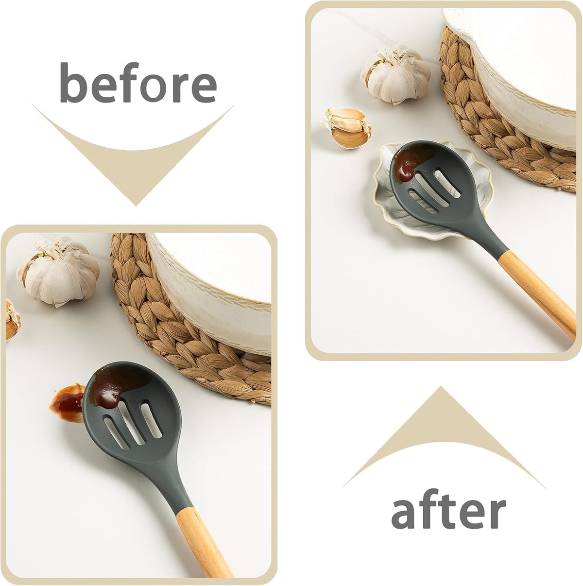 Ceramic Spoon Rest, 5.1 in Leaf Shape for Stove Top and Counter | Fits spoons, ladles, spatulas and coffee stirrers beside the stove, sink, coffee bar or dining table.
