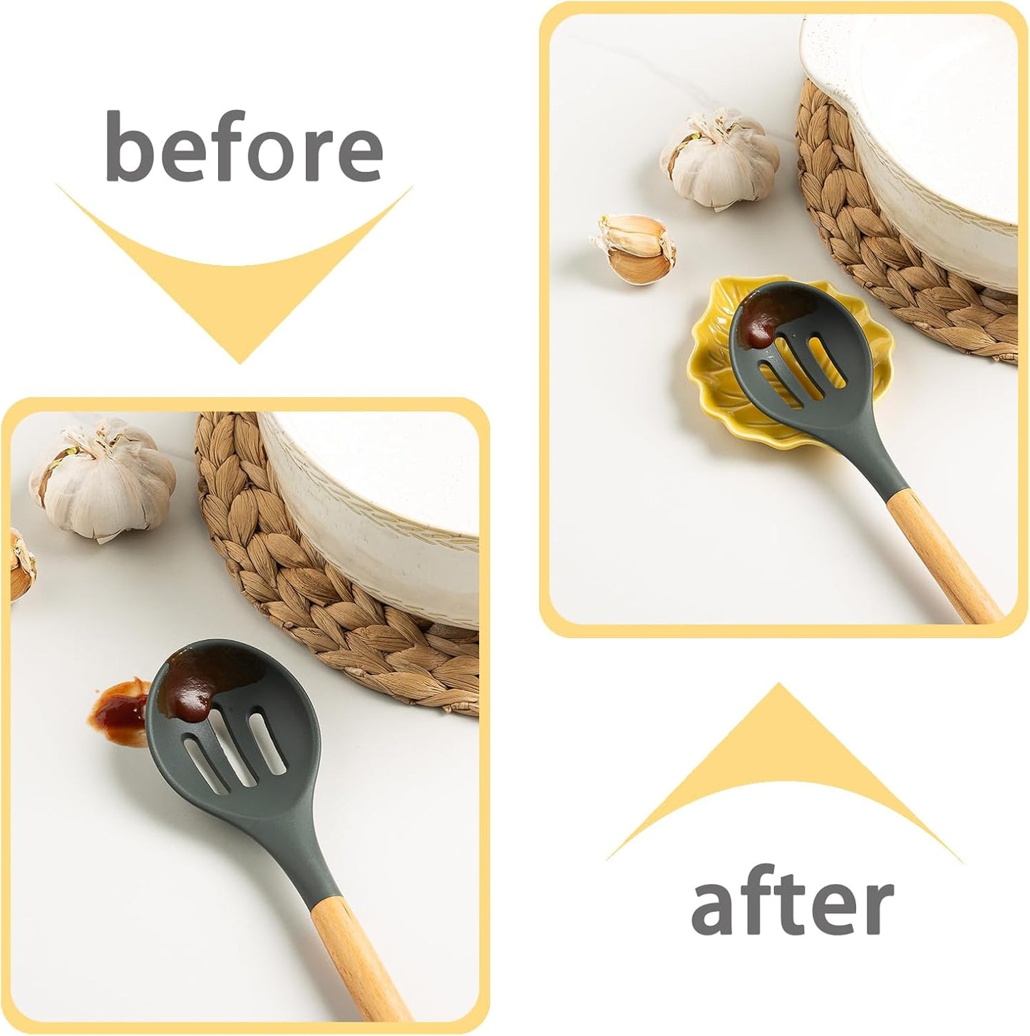 Ceramic Spoon Rest, 5.1 in Leaf Shape for Stove Top and Counter | Fits spoons, ladles, spatulas and coffee stirrers beside the stove, sink, coffee bar or dining table.
