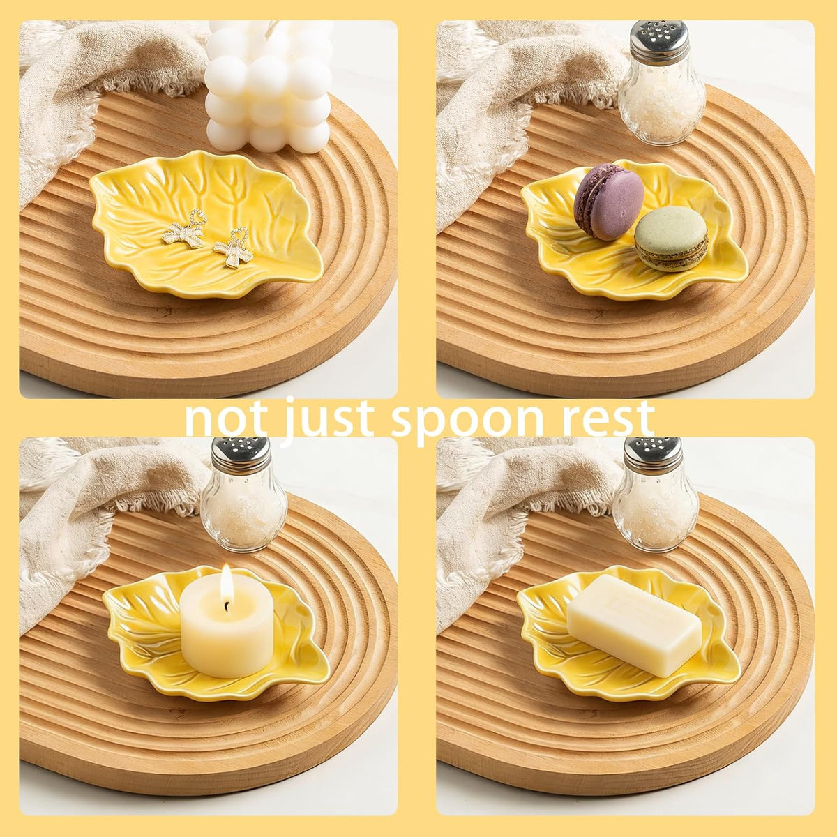 Ceramic Spoon Rest, 5.1 in Leaf Shape for Stove Top and Counter | Fits spoons, ladles, spatulas and coffee stirrers beside the stove, sink, coffee bar or dining table.