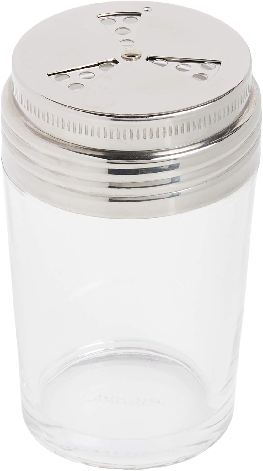 Shaker Cup Glass Adjustable Pizzeria Style Pepper/Salt/Cheese/Spice 5.25"