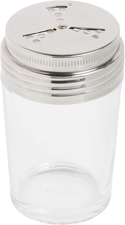 Shaker Cup Glass Adjustable Pizzeria Style Pepper/Salt/Cheese/Spice 5.25"