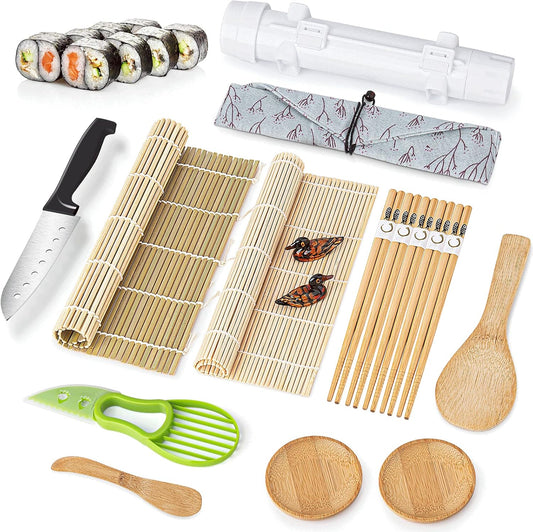 Luney Sushi Making Kit, All in One Sushi Roller Set Maker Kit with Bamboo Rolling Mat, Bazooka, Chopsticks Holders, Rice Paddle, Avocado Slicer for Beginners, Adults, Family, Friends, Home