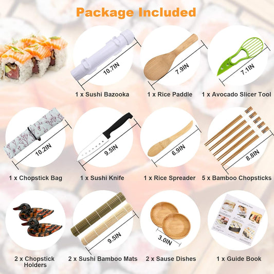 Luney Sushi Making Kit, All in One Sushi Roller Set Maker Kit with Bamboo Rolling Mat, Bazooka, Chopsticks Holders, Rice Paddle, Avocado Slicer for Beginners, Adults, Family, Friends, Home