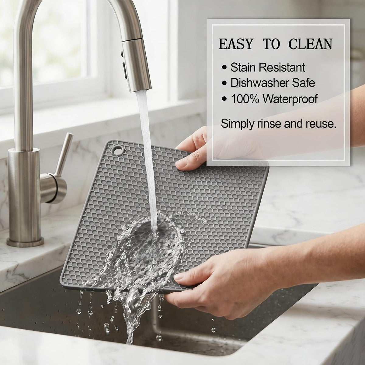 4 Pack Silicone Trivets for Hot Dishes | Heat-Resistant Non-Slip Hot Pads for Kitchen Countertops and Tables, Food-Grade Thick Silicone Mats (7.1x7.1in)