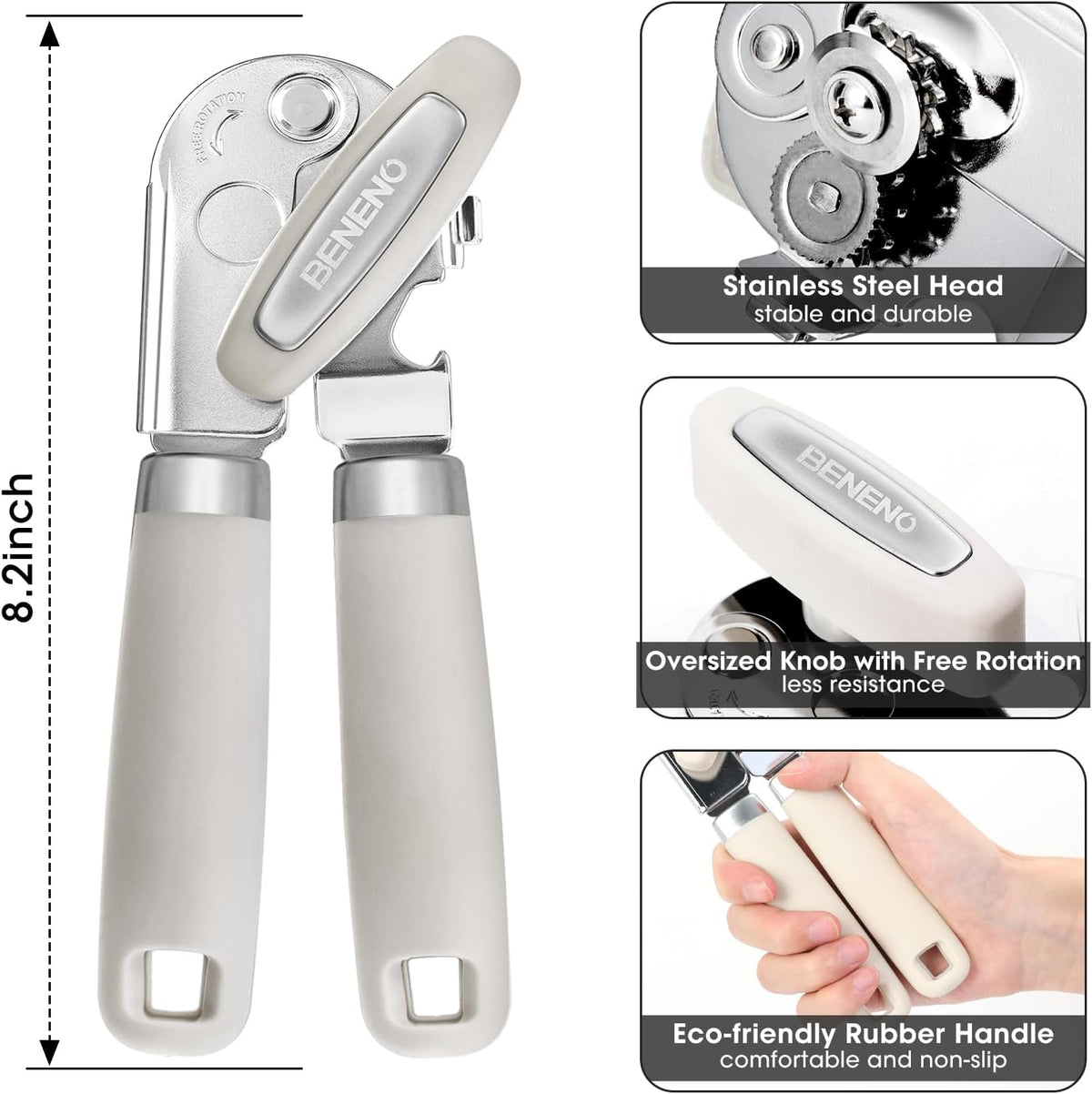 Heavy Duty Hand Can Opener Manual with Magnet Lid Remover, Green