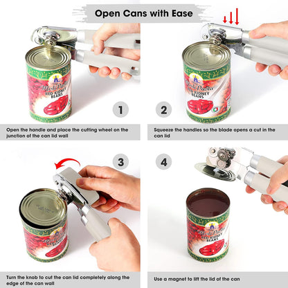 Heavy Duty Hand Can Opener Manual with Magnet Lid Remover, Green