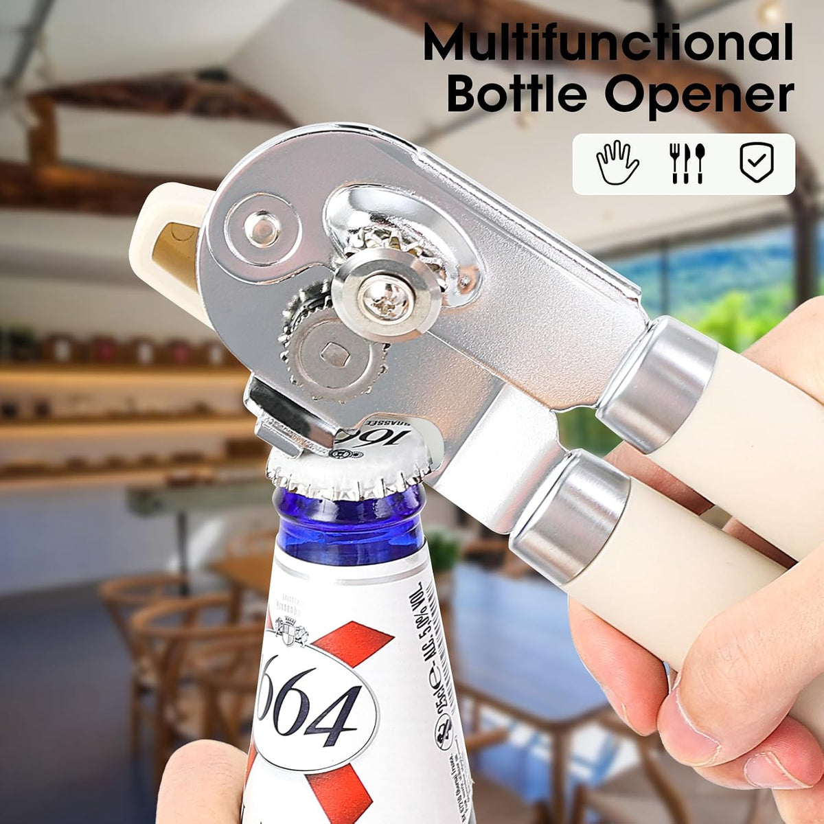 Heavy Duty Hand Can Opener Manual with Magnet Lid Remover, Green
