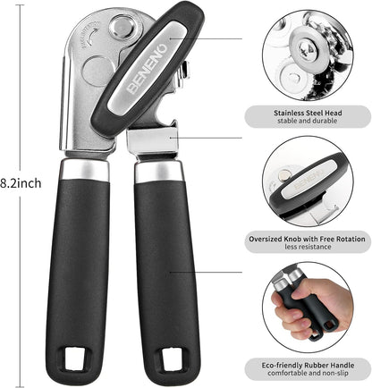 Heavy Duty Hand Can Opener Manual with Magnet Lid Remover, Green
