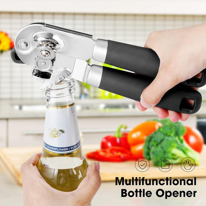 Heavy Duty Hand Can Opener Manual with Magnet Lid Remover, Green