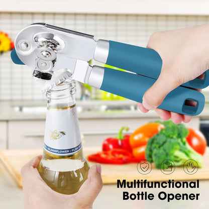 Heavy Duty Hand Can Opener Manual with Magnet Lid Remover, Green