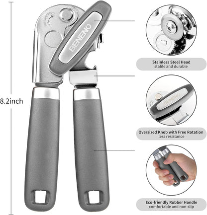 Heavy Duty Hand Can Opener Manual with Magnet Lid Remover, Green