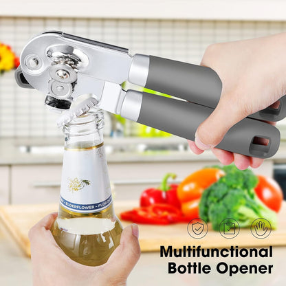 Heavy Duty Hand Can Opener Manual with Magnet Lid Remover, Green