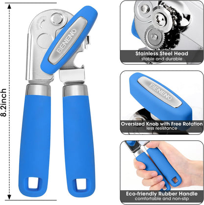 Heavy Duty Hand Can Opener Manual with Magnet Lid Remover, Green