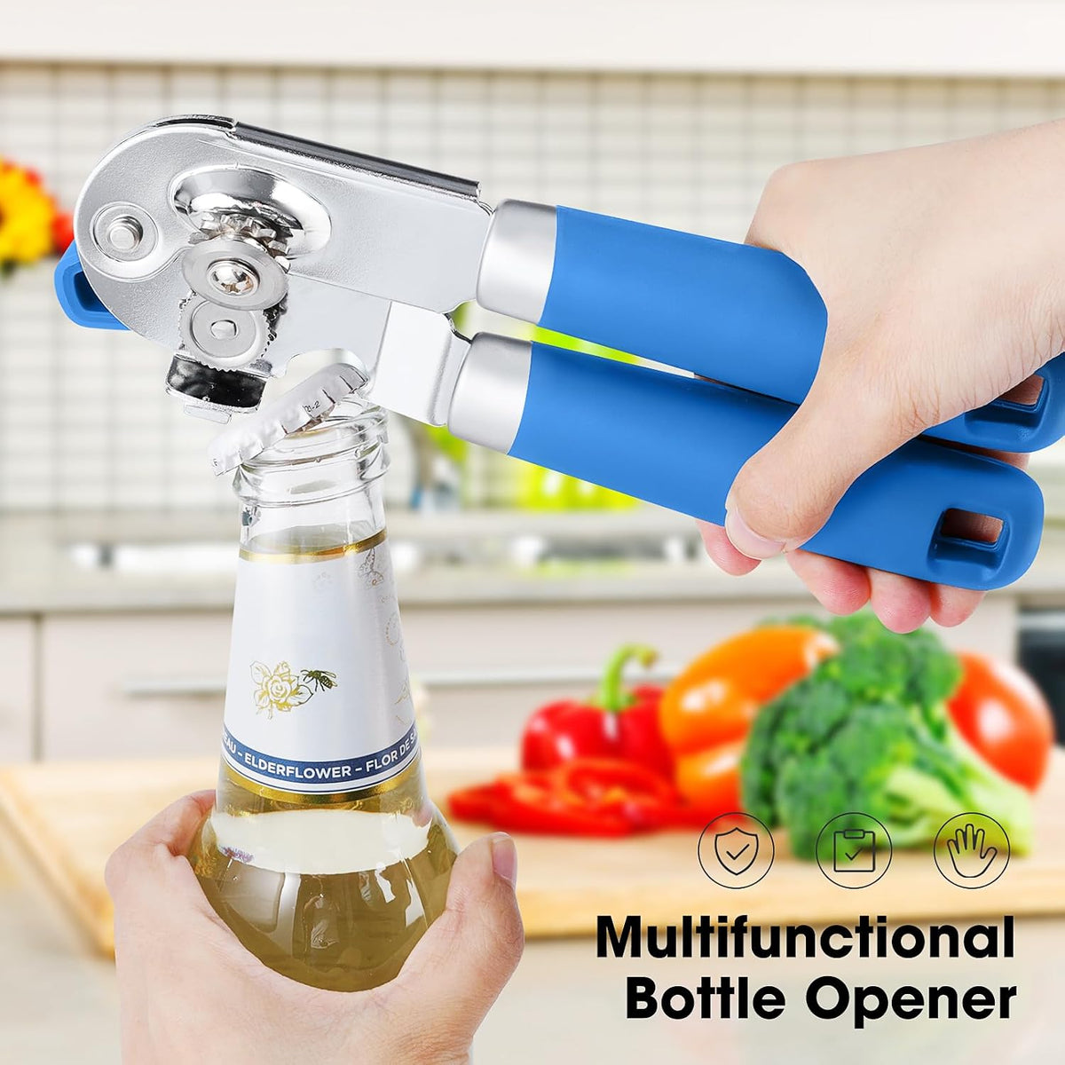 Heavy Duty Hand Can Opener Manual with Magnet Lid Remover, Green