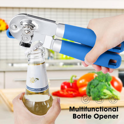 Heavy Duty Hand Can Opener Manual with Magnet Lid Remover, Green
