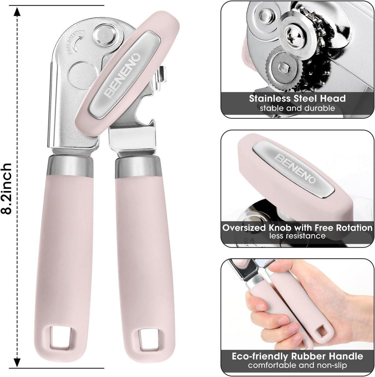 Heavy Duty Hand Can Opener Manual with Magnet Lid Remover, Green
