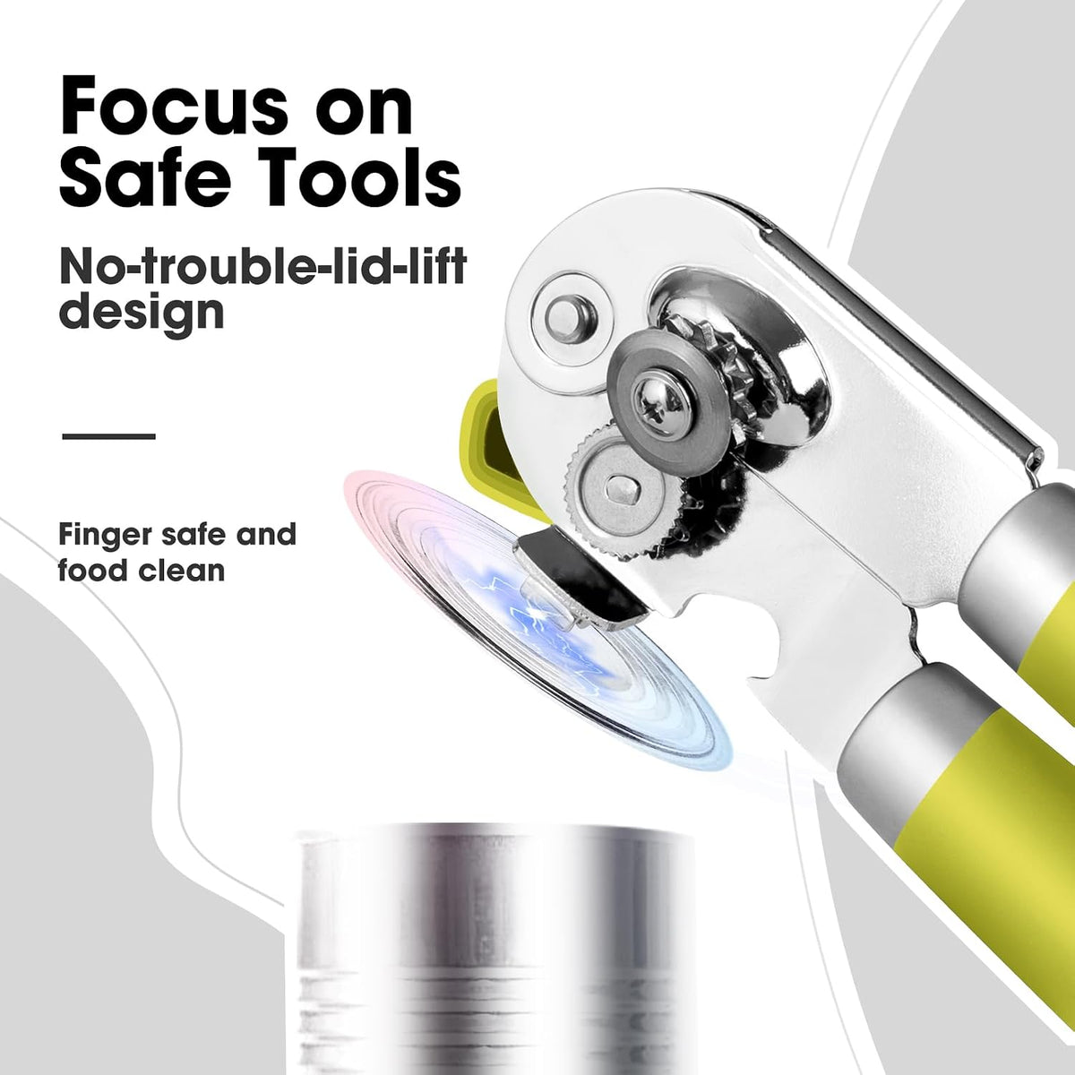 Heavy Duty Hand Can Opener Manual with Magnet Lid Remover, Green