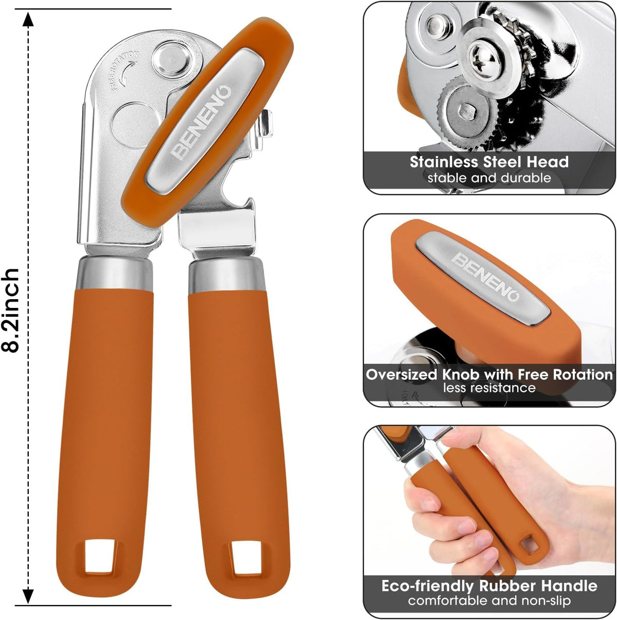 Heavy Duty Hand Can Opener Manual with Magnet Lid Remover, Green