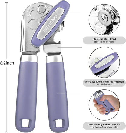Heavy Duty Hand Can Opener Manual with Magnet Lid Remover, Green