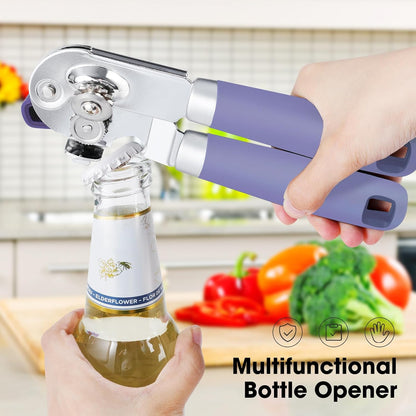 Heavy Duty Hand Can Opener Manual with Magnet Lid Remover, Green