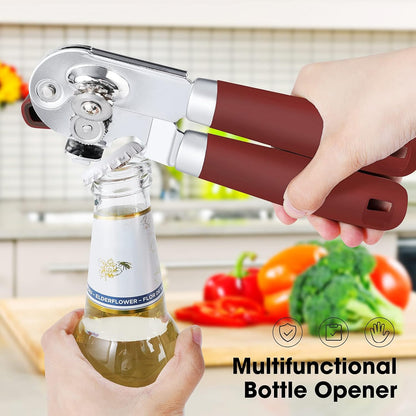 Heavy Duty Hand Can Opener Manual with Magnet Lid Remover, Green