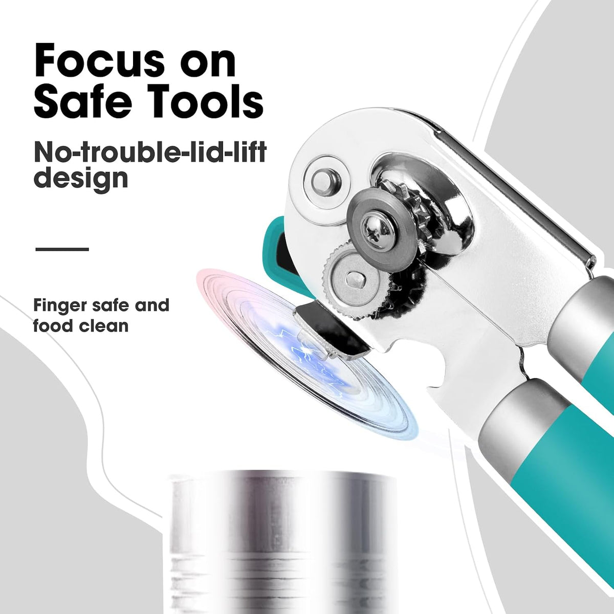 Heavy Duty Hand Can Opener Manual with Magnet Lid Remover, Green