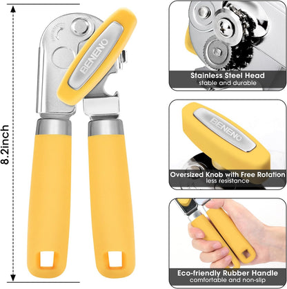 Heavy Duty Hand Can Opener Manual with Magnet Lid Remover, Green