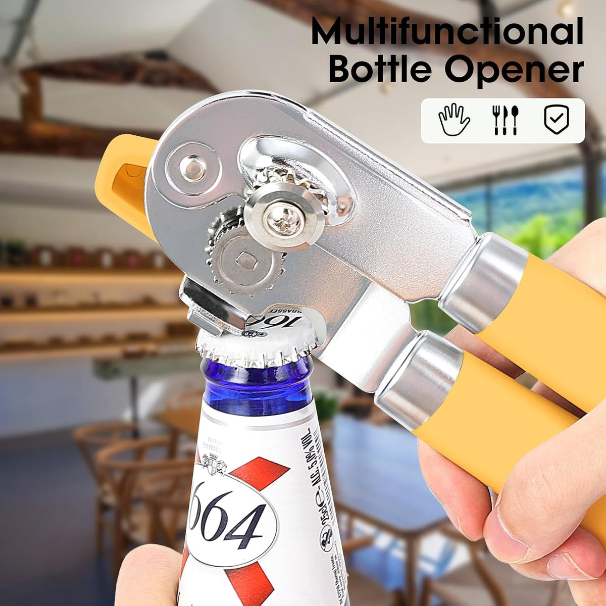 Heavy Duty Hand Can Opener Manual with Magnet Lid Remover, Green
