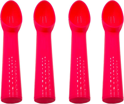 4pcs Plastic Ice Cream Scoop Nonstick Melon Baller Spoon for Ice Cream, Fruits, Yogurt, Sorbet, and Melon Balls(Pink)