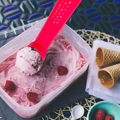 4pcs Plastic Ice Cream Scoop Nonstick Melon Baller Spoon for Ice Cream, Fruits, Yogurt, Sorbet, and Melon Balls(Pink)