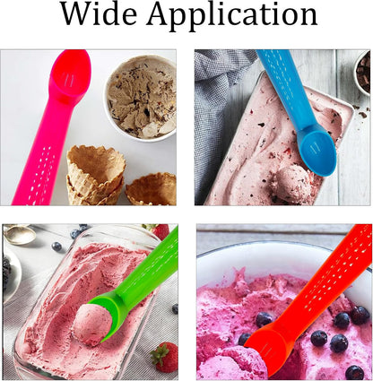 4pcs Plastic Ice Cream Scoop Nonstick Melon Baller Spoon for Ice Cream, Fruits, Yogurt, Sorbet, and Melon Balls(Pink)