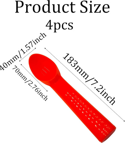 4pcs Plastic Ice Cream Scoop Nonstick Melon Baller Spoon for Ice Cream, Fruits, Yogurt, Sorbet, and Melon Balls(Pink)