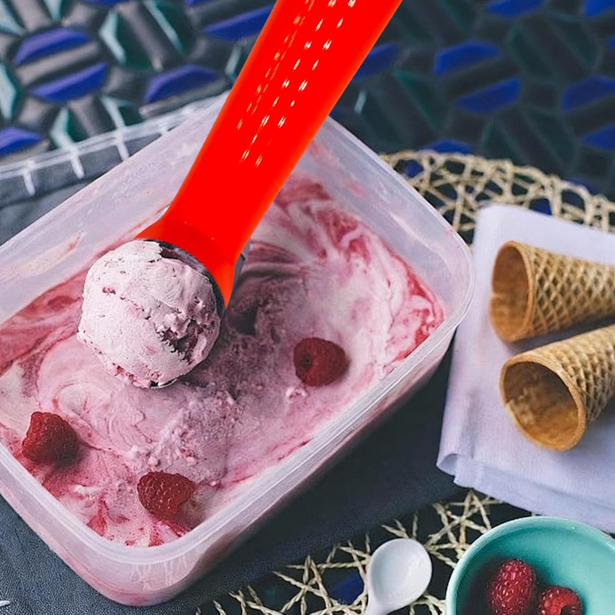 4pcs Plastic Ice Cream Scoop Nonstick Melon Baller Spoon for Ice Cream, Fruits, Yogurt, Sorbet, and Melon Balls(Pink)