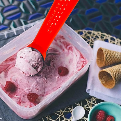 4pcs Plastic Ice Cream Scoop Nonstick Melon Baller Spoon for Ice Cream, Fruits, Yogurt, Sorbet, and Melon Balls(Pink)