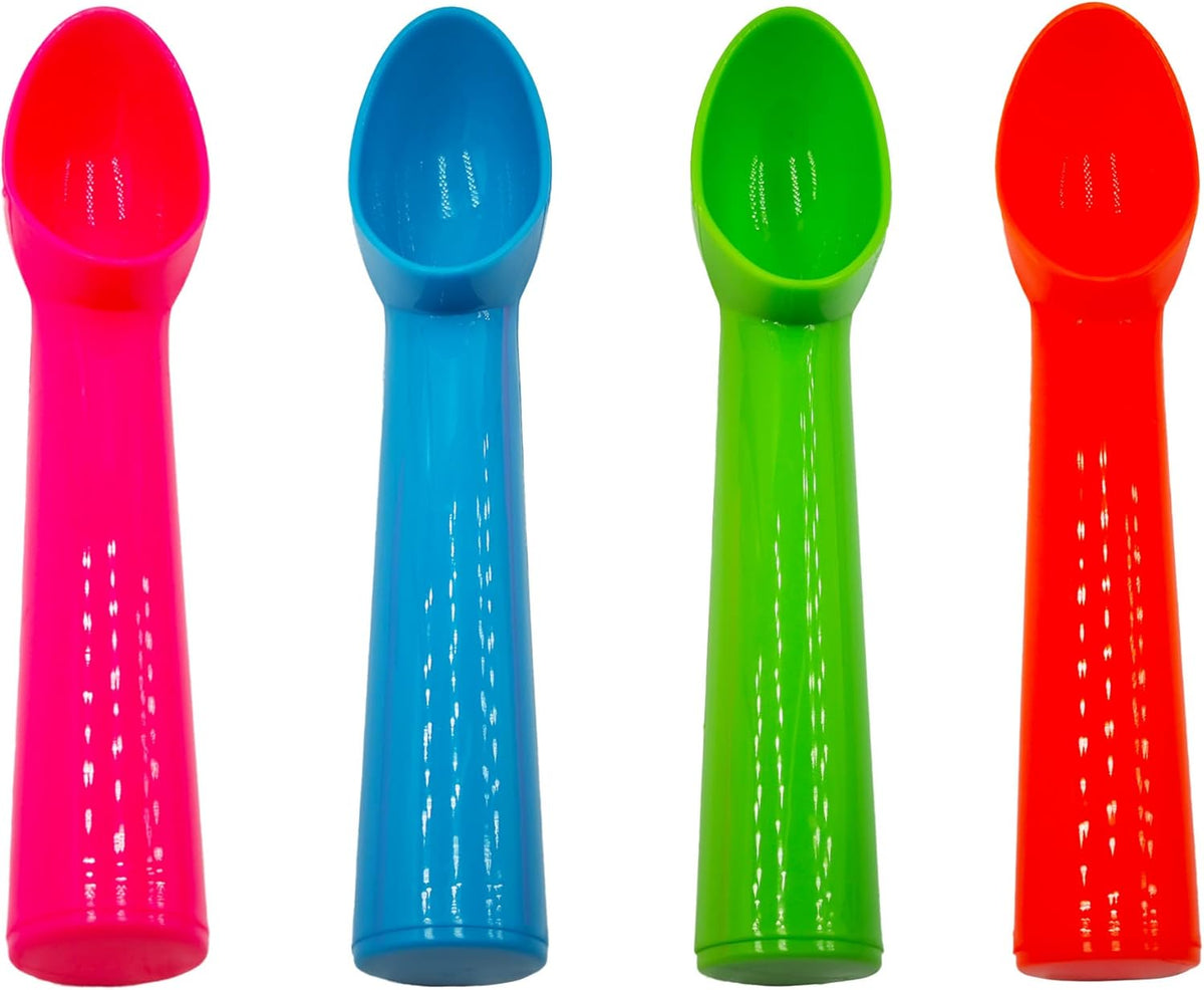 4pcs Plastic Ice Cream Scoop Nonstick Melon Baller Spoon for Ice Cream, Fruits, Yogurt, Sorbet, and Melon Balls(Pink)