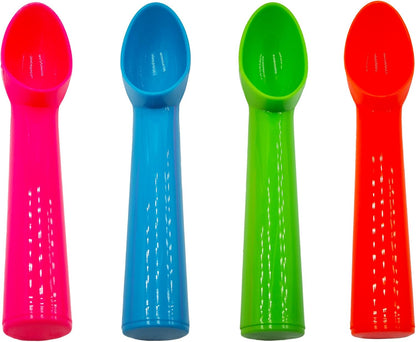 4pcs Plastic Ice Cream Scoop Nonstick Melon Baller Spoon for Ice Cream, Fruits, Yogurt, Sorbet, and Melon Balls(Pink)