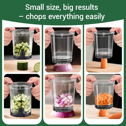 Veggie Chopper,Mini Vegetable Cutter Fruit Slicer Cup-Food Dicer with Container for Onion, Strawberry Slicer-Efficient Vegetable Chopper(Black)