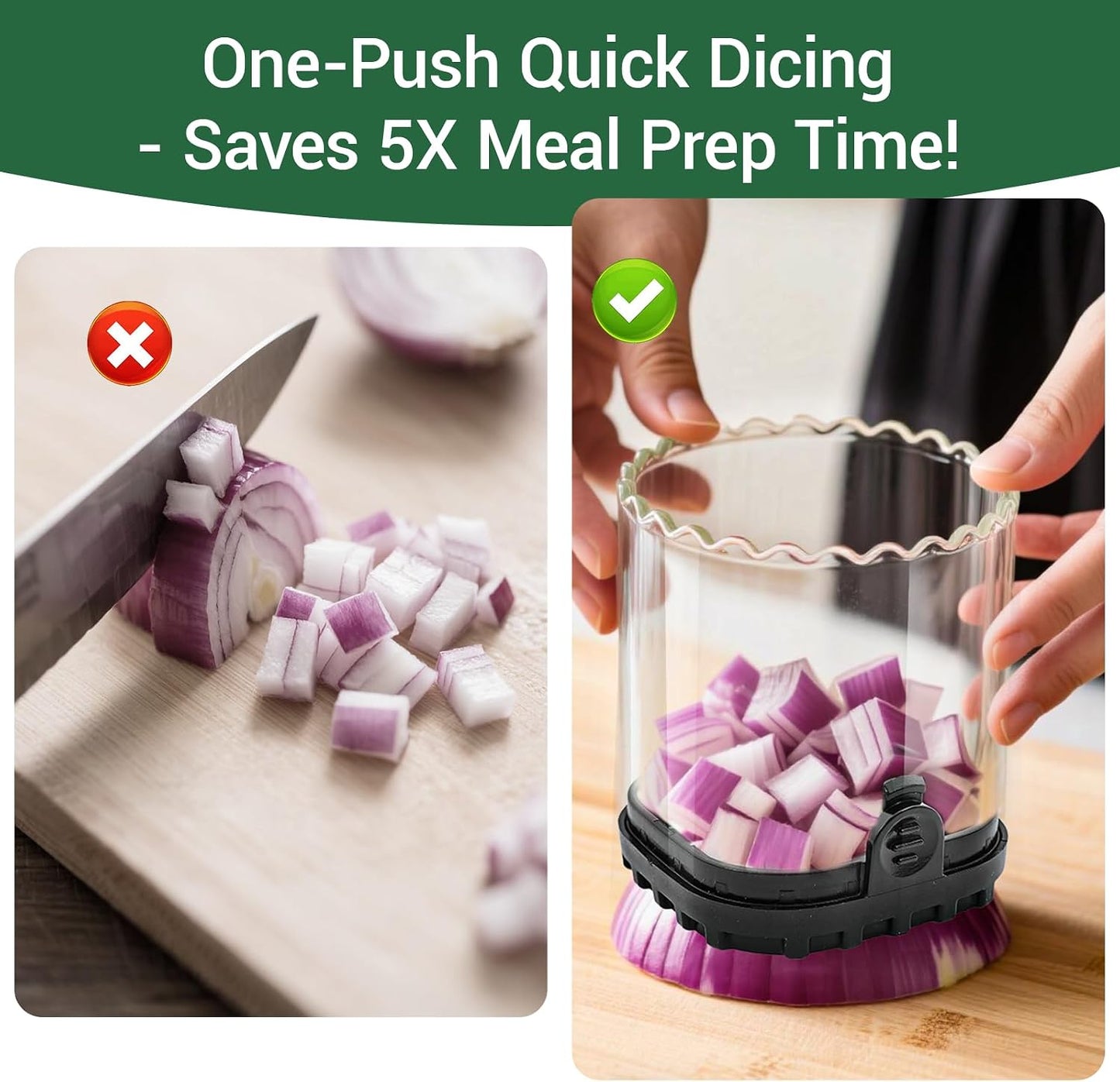 Veggie Chopper,Mini Vegetable Cutter Fruit Slicer Cup-Food Dicer with Container for Onion, Strawberry Slicer-Efficient Vegetable Chopper(Black)