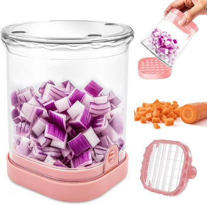 Veggie Chopper,Mini Vegetable Cutter Fruit Slicer Cup-Food Dicer with Container for Onion, Strawberry Slicer-Efficient Vegetable Chopper(Black)
