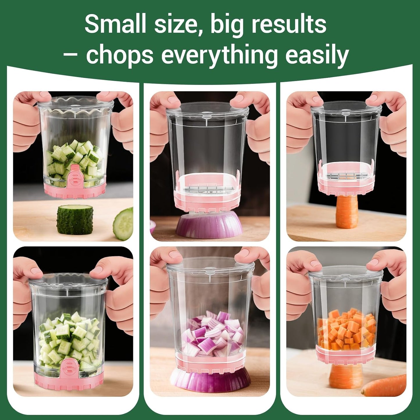 Veggie Chopper,Mini Vegetable Cutter Fruit Slicer Cup-Food Dicer with Container for Onion, Strawberry Slicer-Efficient Vegetable Chopper(Black)