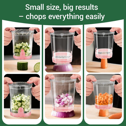 Veggie Chopper,Mini Vegetable Cutter Fruit Slicer Cup-Food Dicer with Container for Onion, Strawberry Slicer-Efficient Vegetable Chopper(Black)