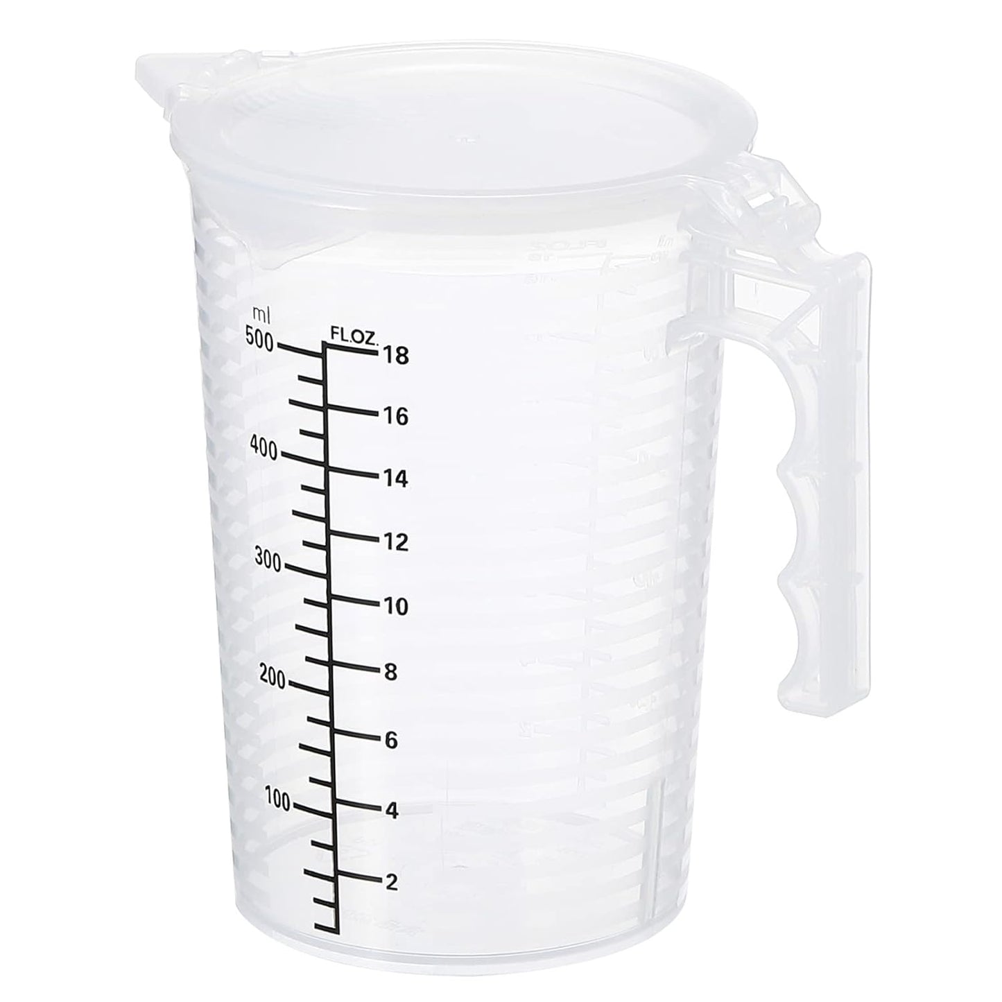 Graduated Beaker, 100ml PP Plastic Liquid Measuring Cup Double Sided Black Graduations with Handle Lid and Spout for Lab Kitchen Home